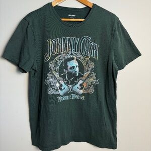 Old Navy Women's Johnny Cash Short Sleeve T-Shirt Dark‎ Green Size Large